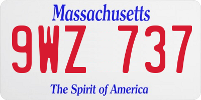 MA license plate 9WZ737