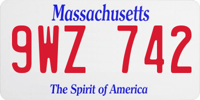 MA license plate 9WZ742