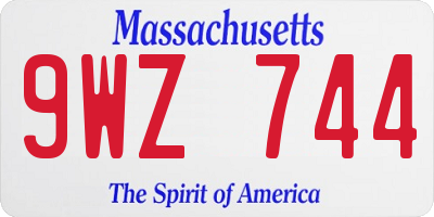 MA license plate 9WZ744