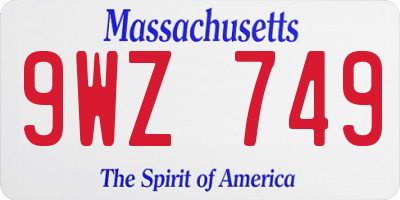 MA license plate 9WZ749