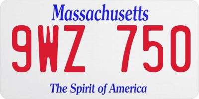 MA license plate 9WZ750