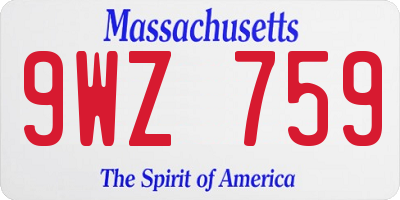 MA license plate 9WZ759