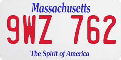 MA license plate 9WZ762
