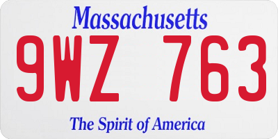 MA license plate 9WZ763