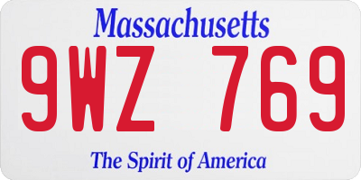MA license plate 9WZ769