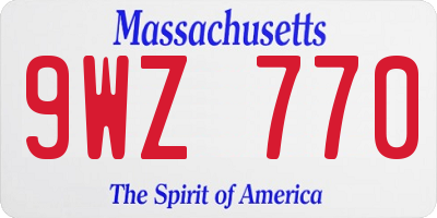 MA license plate 9WZ770