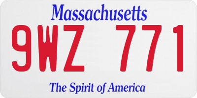 MA license plate 9WZ771
