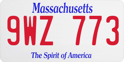 MA license plate 9WZ773