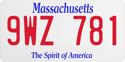 MA license plate 9WZ781