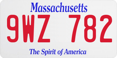 MA license plate 9WZ782