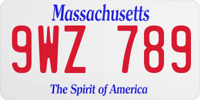 MA license plate 9WZ789