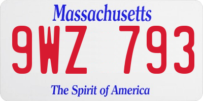 MA license plate 9WZ793
