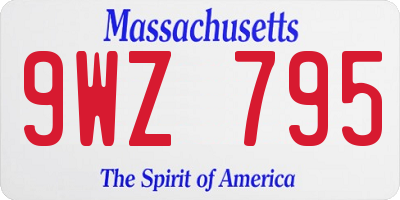 MA license plate 9WZ795