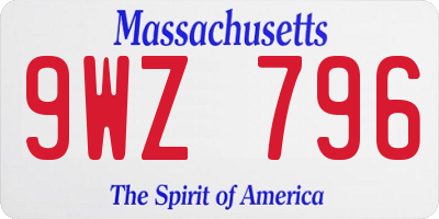 MA license plate 9WZ796