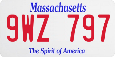 MA license plate 9WZ797