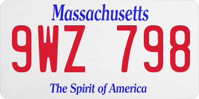 MA license plate 9WZ798