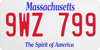 MA license plate 9WZ799