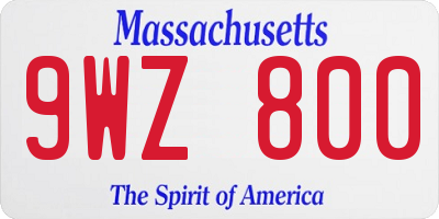MA license plate 9WZ800
