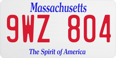 MA license plate 9WZ804