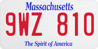 MA license plate 9WZ810