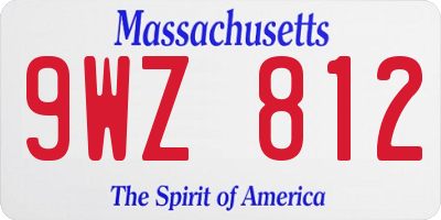MA license plate 9WZ812