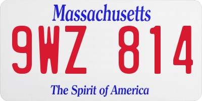 MA license plate 9WZ814
