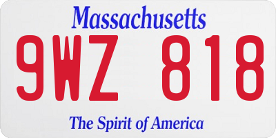 MA license plate 9WZ818