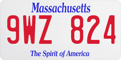 MA license plate 9WZ824