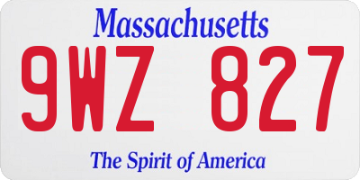 MA license plate 9WZ827