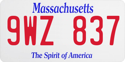 MA license plate 9WZ837