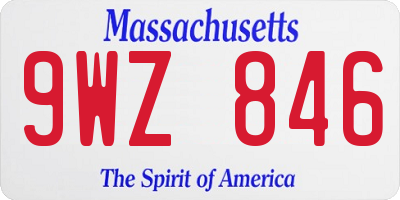MA license plate 9WZ846
