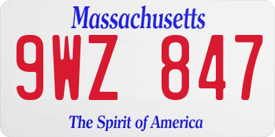 MA license plate 9WZ847