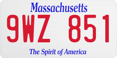 MA license plate 9WZ851