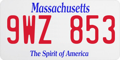 MA license plate 9WZ853