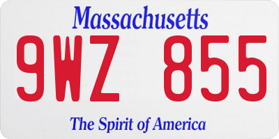 MA license plate 9WZ855
