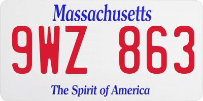 MA license plate 9WZ863