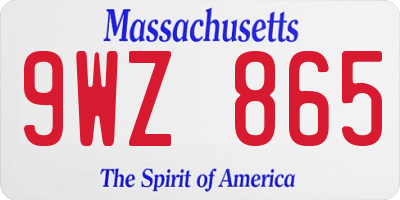 MA license plate 9WZ865