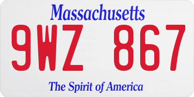MA license plate 9WZ867