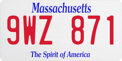 MA license plate 9WZ871