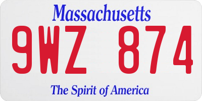 MA license plate 9WZ874