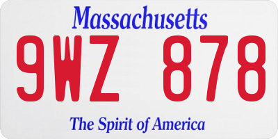 MA license plate 9WZ878