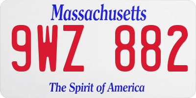 MA license plate 9WZ882