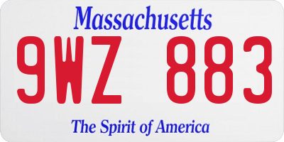 MA license plate 9WZ883