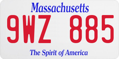 MA license plate 9WZ885