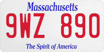MA license plate 9WZ890