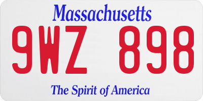 MA license plate 9WZ898