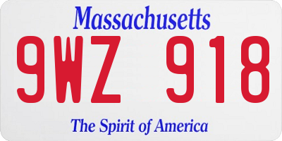 MA license plate 9WZ918