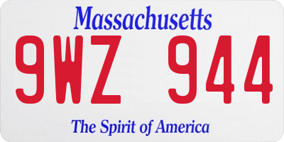 MA license plate 9WZ944