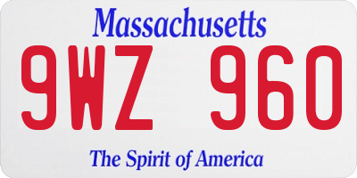 MA license plate 9WZ960