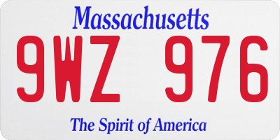 MA license plate 9WZ976